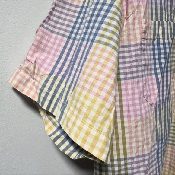 Vintage Timber Creek Pastel Plaid Short Sleeve Button Up Top Mens Size XL Spring - Picture 5 of 16